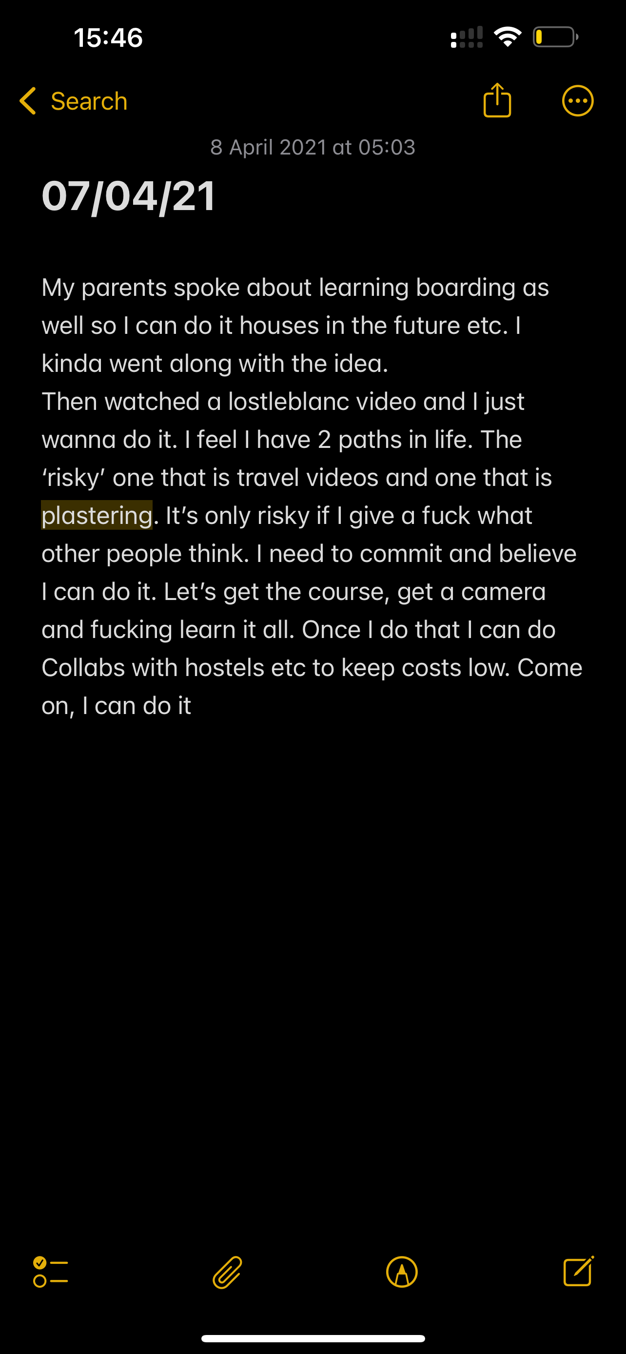 Personal note from 07/04/2021